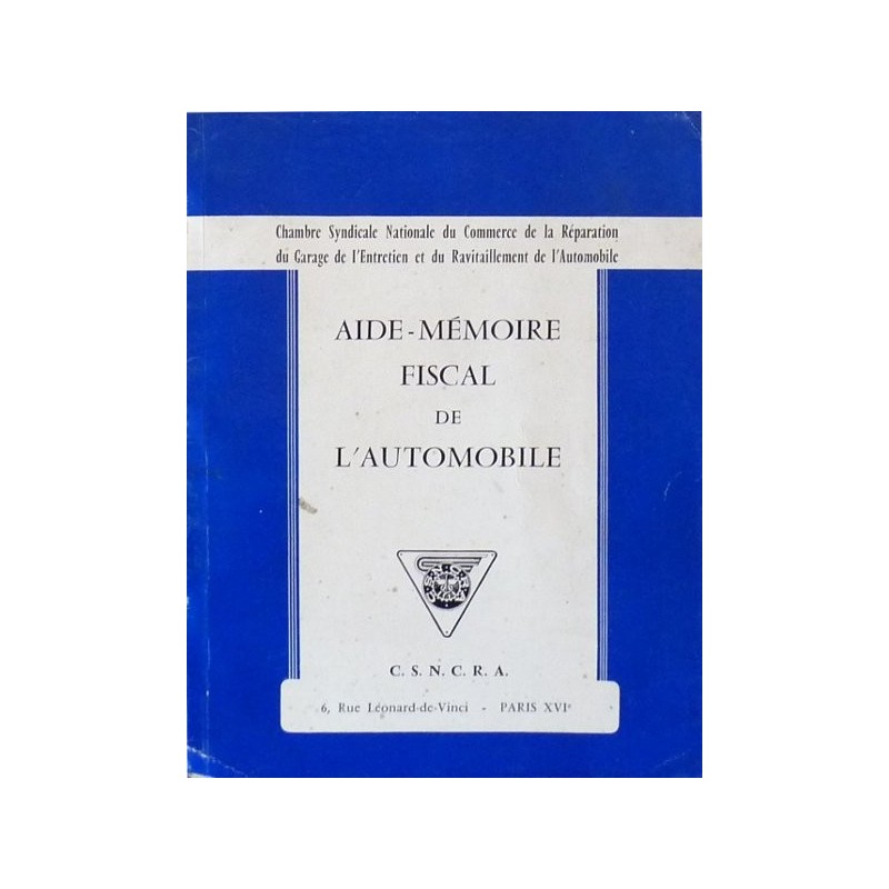 Commerce et Réparation de l'Automobile, aide mémoire fiscal