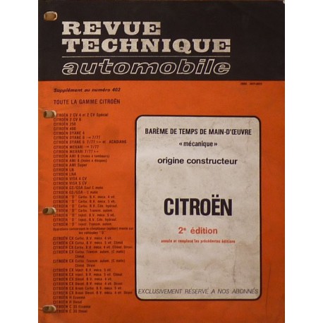 Temps de réparation Citroën années 60 et 70 (2ème édition)