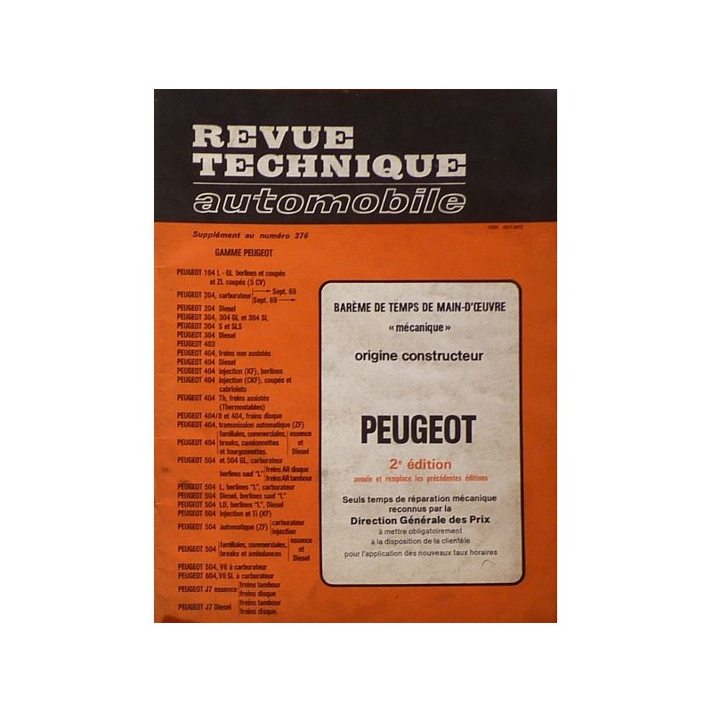 Temps de réparation Peugeot années 60 et 70 (2ème édition)