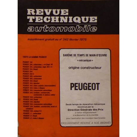 Temps de réparation Peugeot années 60 et 70 (1ère édition)
