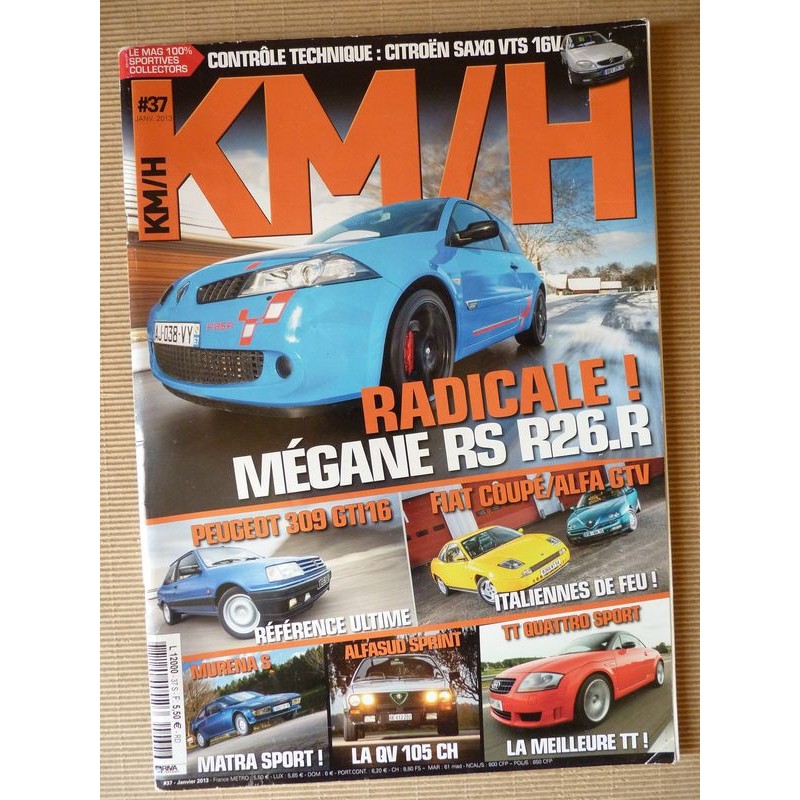 KM/H n°37, Peugeot 309 GTI 16, Honda Prelude 2.2i, Matra Murena S, AlfaSud Sprint 1.5, Audi TT quattro, Renault Megane R26R