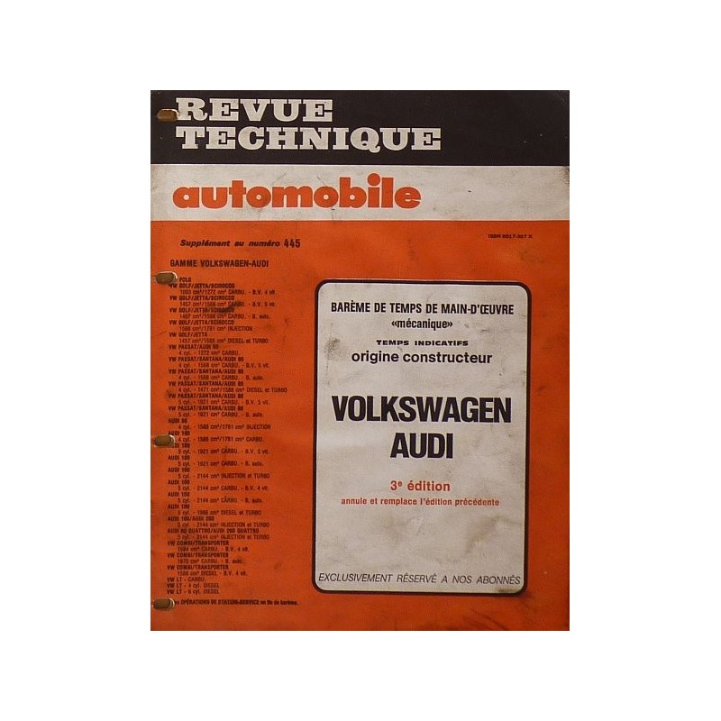 Temps de réparation Volkswagen, Audi années 70 et 80 (3ème édition)