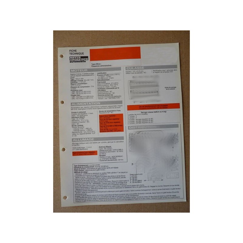 Fiche technique Ford Courrier I 1.3i, 6 et 7cv