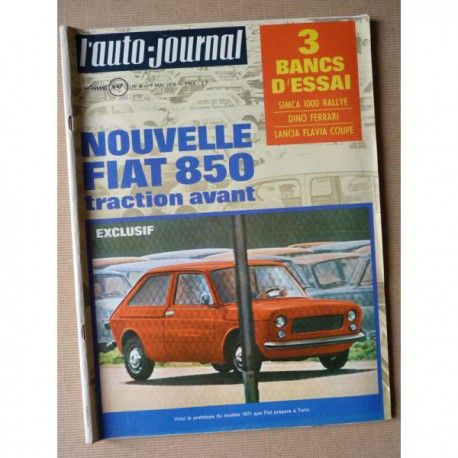 Auto-Journal n°9-70, Simca 1000 Rallye, Lancia Flavia Coupé, Ferrari Dino, Constructam Coral T, Thompson-CSF