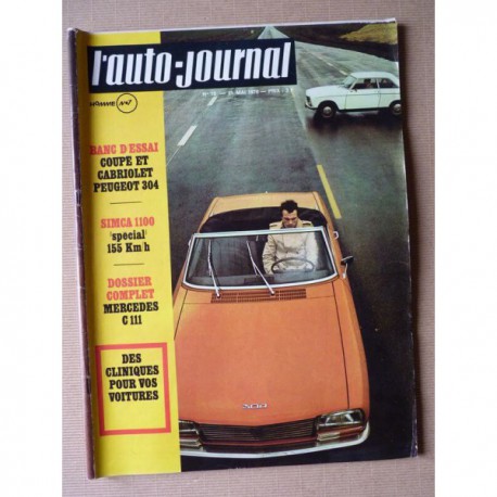 Auto-Journal n°10-70, Peugeot 304 coupé cabriolet, Mercedes C111, BSH kit R8 Gordini, Sprite Major, Targa Florio 1970