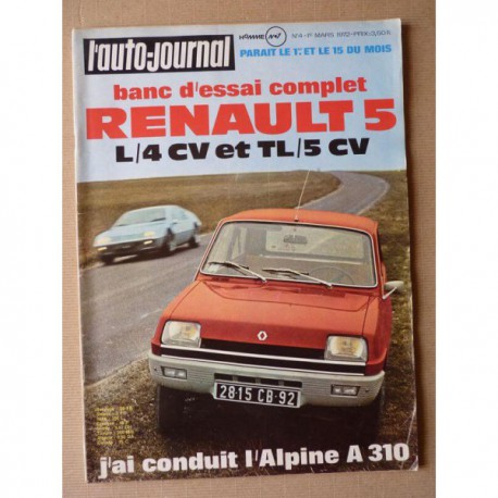 Auto-Journal n°4-72, Renault 5L 5TL, Mercedes L206D, Alpine A310, Bugatti 35C, Grand Star BT43E, Bill Mitchel
