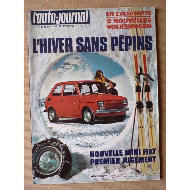 Auto-Journal n°20-72, Datsun Cherry 100A, Citroën D Super 5, Fiat 126, Renault 12 Gordini