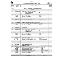 McCormick IH moissonneuse F8-68, catalogue de pièces