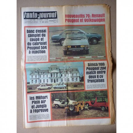 Auto-Journal n°485, Peugeot 504 coupé cabriolet, Fiat Jungla, Citroën Méhari, Renault 4 Plein Air, Simca 1100, Peugeot 204