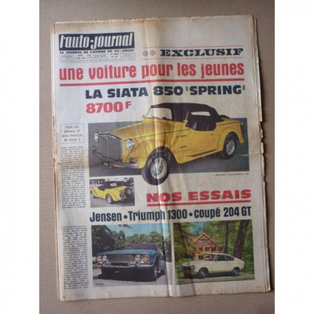 Auto-Journal n°428, Triumph 1300, Jensen Interceptor V8, Siata 850 Sprint, Cournil, Peugeot 204 GT Autobleu