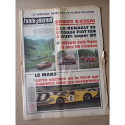 Auto-Journal n°431, Audi Super 90, Volvo 144, Fiat 124 Sport, Renault 10, 24h du Mans 1967