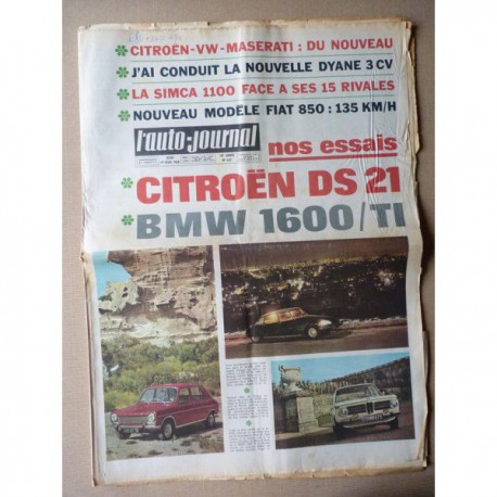 Auto-Journal n°447, Citroën DS21, Simca 1100 GLS GL LS, BMW 1600TI, CD Peugeot 1130, Tasman Series Chris Amon