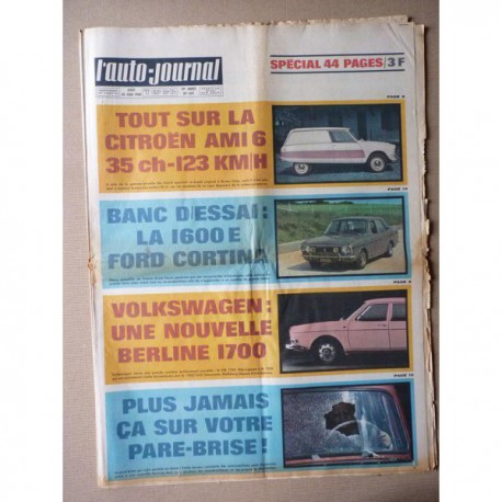 Auto-Journal n°455, Ford Cortina 1600E, Citroën Ami 6, Citroën Méhari, Renault 4 Plein Air, Volkswagen 1700, Ferrari 330