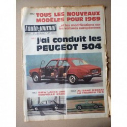 Auto-Journal n°461, Triumph TR5, Peugeot 504 berlines, gamme 1969, Exposition 1898