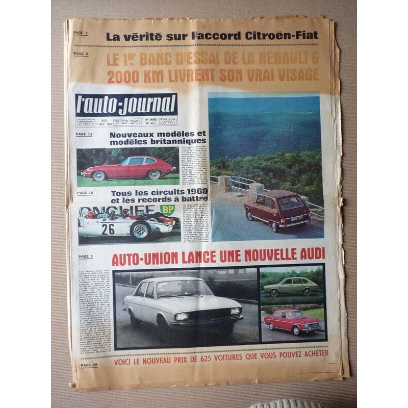 Auto-Journal n°465, Renault 6, accord Citroën-Fiat, Grand Prix d'Albi 1969