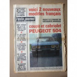 Auto-Journal n°468, Simca 1100, les Peugeot 504, Audi 100 C1, Alpine Renault A220, prix du km 1969