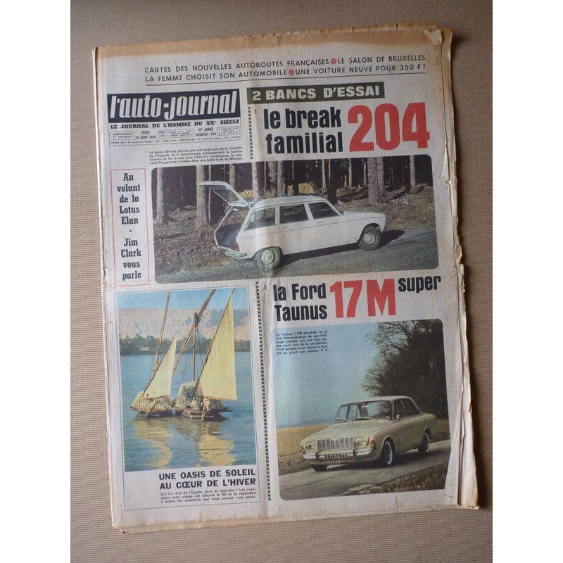 Auto-Journal n°394, Ford Taunus 17M Super, Peugeot 204 break, Lotus Elan, Expert automobile