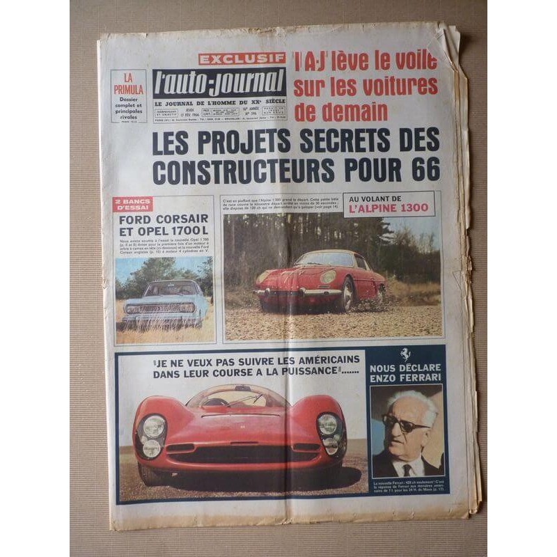 Auto-Journal n°396, Autobianchi Primula, Opel Rekord 1700L B, Ford Corsair V4, Alpine A110 1300