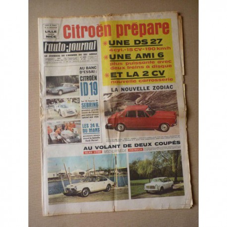Auto-Journal n°400, Citroën ID19, Glas 1700 GT, Autobianchi Primula coupé, Citroën Dyane