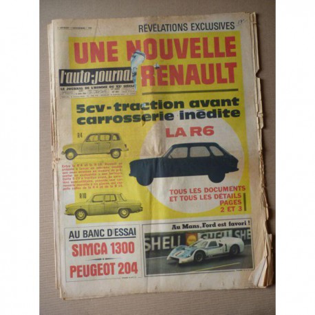 Auto-Journal n°404, Simca 1300 GLS, Peugeot 204 berline, chauffeurs Rolls-Royce, NSU-Citroën Wankel, les crics