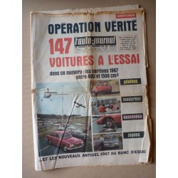 Auto-Journal n°415, Peugeot J7 essence, Volvo 144, comparatif 40 berlines 1967, essais antigels