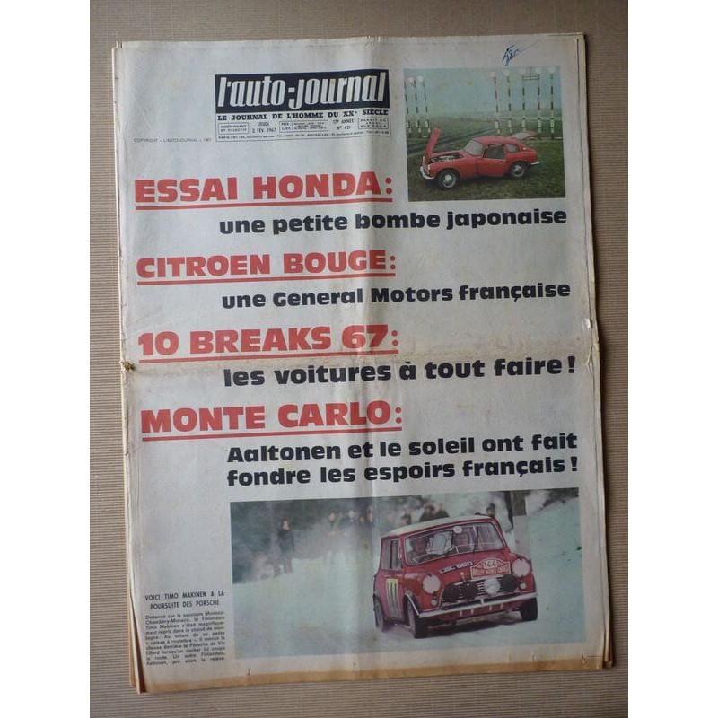 Auto-Journal n°421, Honda S800, comparatif breaks DS21 1100, Ami 6 P220 17M 204 1501 Caravan Variant 404