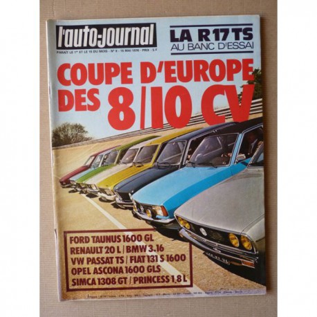 Auto-Journal n°09-76, Renault 17TS, Simca 1308, Opel Ascona GLS, Fiat 131S, BMW 316, Ford Taunus GL, Pincess 1.8, VW Passat