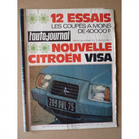 Auto-Journal n°12-78, Fiat X1/9 Lido, Triumph TR7, Simca Bagheera, Toyota Celica Liftback, Fiat 128 Sport, Kadett Rallye
