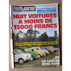 Auto-Journal n°07-75, Lancia Beta 1300, BMW 2002, Skoda S110L, Simca 1000LS, Fiat 133, VW 1200, Citroën Dyane 6, 2cv4