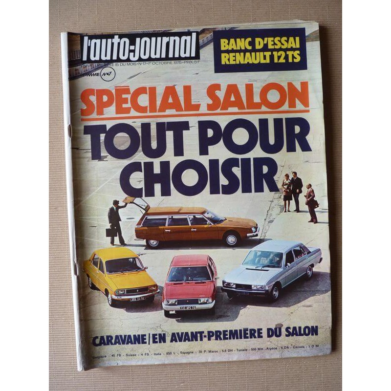 Auto-Journal n°17-75, Autobianchi A112 Abarth, Renault 12 TS, bible de l'acheteur 1975