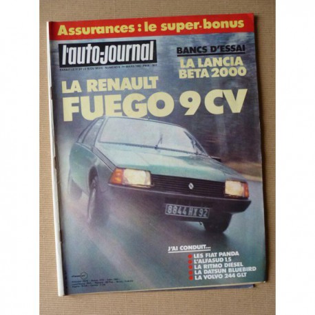Auto-Journal n°04-80, Renault Fuego GTS, Lancia Beta 2000, Clénet, Datsun Bluebird 1800, Volvo 244 GLT, Alfa Romeo Alfasud