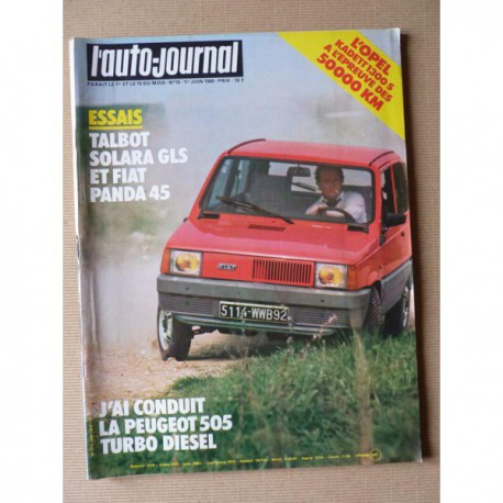 Auto-Journal n°10-80, Talbot Solara GLS, Fiat Panda 45, Opel Kadett 1.3S, Peugeot 504 Dangel, 505 Turbo