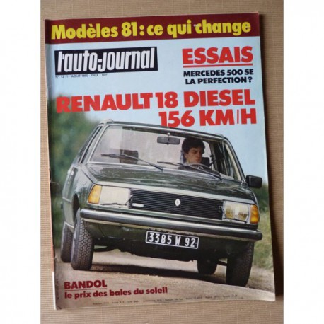 Auto-Journal n°13-80, Mercedes 500SE, Renault 18 GTD, Bertone, Cournil 2L, David Thieme