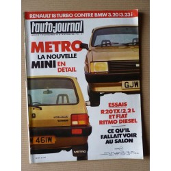 Auto-Journal n°18-80, Fiat Ritmo Diesel, Renault 20TX, Trafic Heuliez, Ford Escort 1600, BMW 323i, Renault 18 Turbo