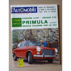 L'Automobile n°230, Panhard 24 BT, Neckar 1500 CTS, Autobianchi Primula, Citroën 2cv d'occasions