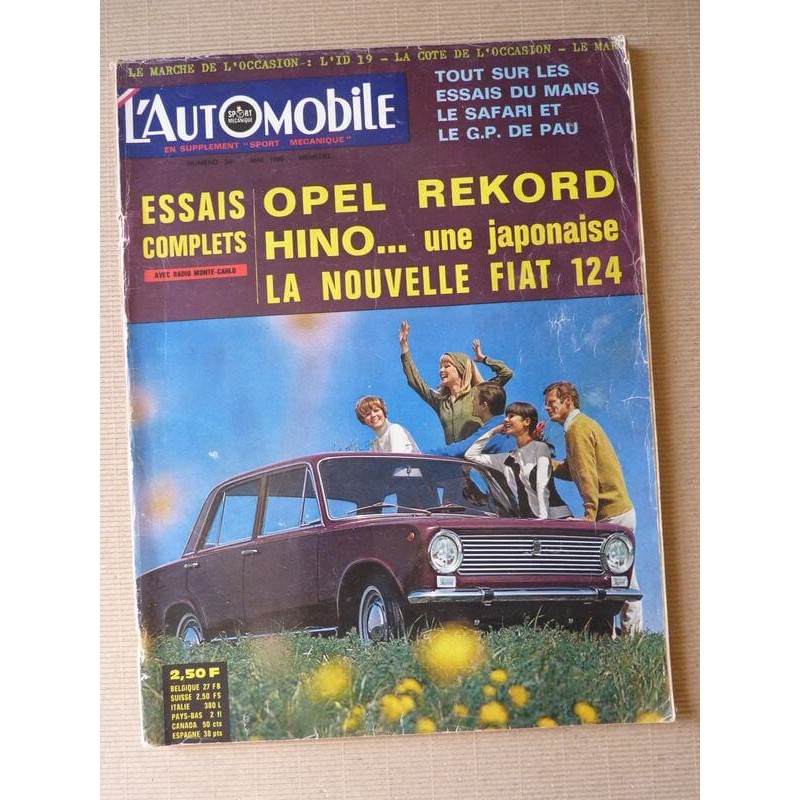 L'Automobile n°241, Opel Rekord 1700L, Hino Contessa 1300, Fiat 124, Alfa Romeo Spider, Sprint GT Veloce, Ford Zephyr