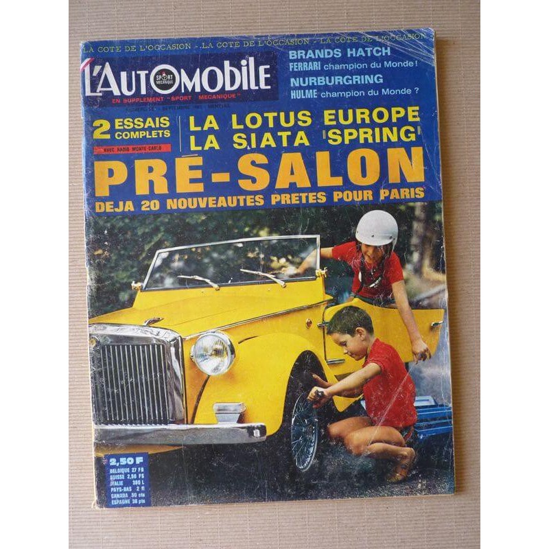 L'Automobile n°257, Lotus Europa, Siata Spring, Fiat Abarth 124 1300, Soichiro Honda, Dagen H