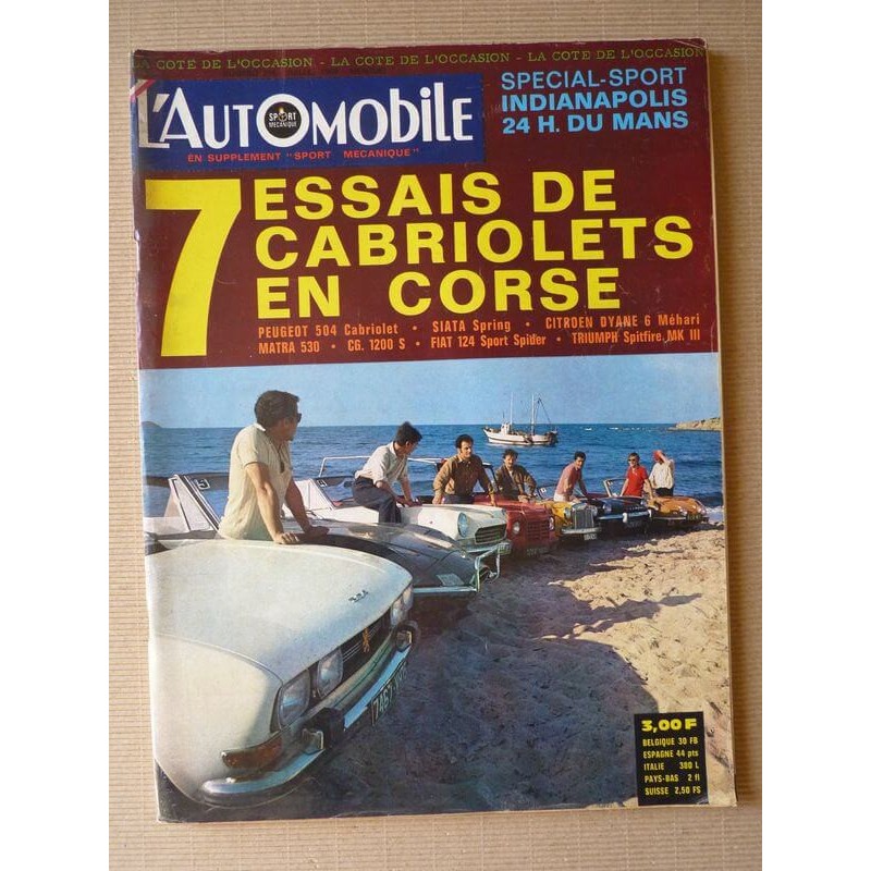 L'Automobile n°278, Matra 530, CG 1200S, Fiat 124 Sport Spider, Triumph Spitfire MK3, Siata Spring, Citroën Méhari