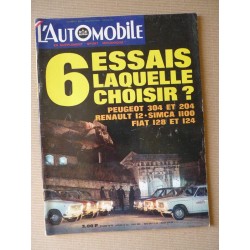 L'Automobile n°284, Citroën M35, Peugeot 304 204GL, Fiat 124 128, R12 TL, Simca 1100, Nicolas-Joseph Cugnot