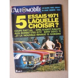 L'Automobile n°294, Renault 12 Gordini, Alfa Romeo 1750 GT Veloce, BMW 2002TI, Fiat 124 Sport Coupe, Opel Kadett Rallye