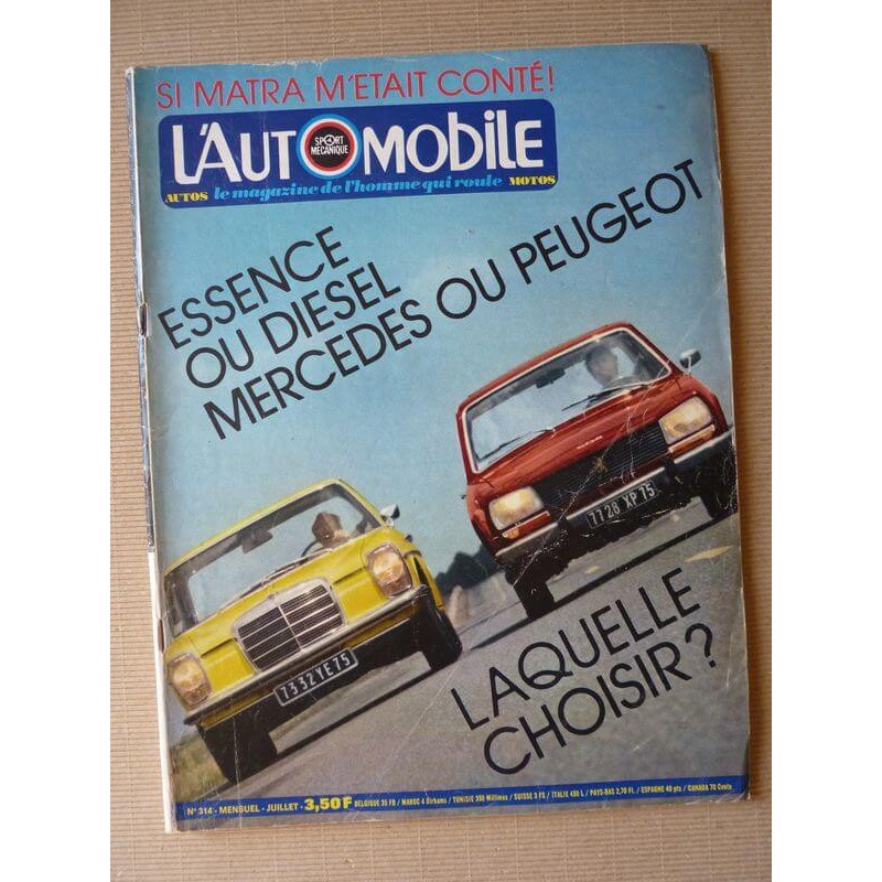 L'Automobile n°314, Mercedes 220 w115 et Peugeot 504 Diesel vs essence, Aermacchi RC 125, BMW R75/5