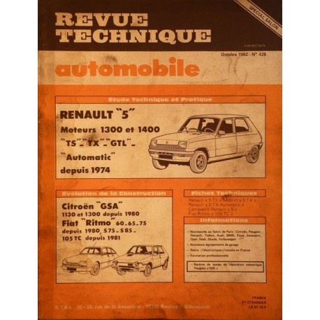 RTA Renault 5 LS, TS, TX, GTL, TX, Automatic