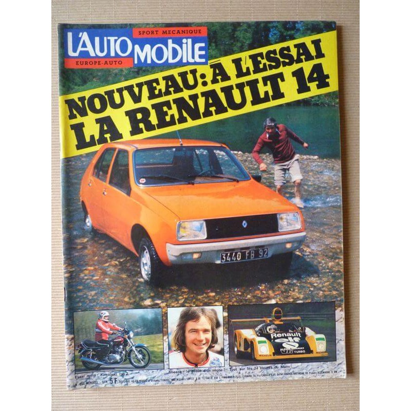 L'Automobile n°360, Renault 14 TL, Datsun 120A F2, Evinrude V6 200, Kawasaki Z750