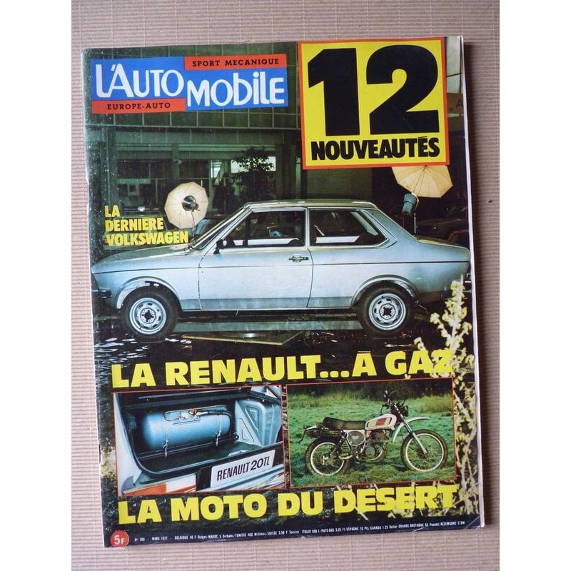 L'Automobile n°369, Peugeot 504 Ti, BMW 633 CSi, Volvo 343 DL, Renault 12 break Sinpar, Véloto, Alain Prieur 500 XT