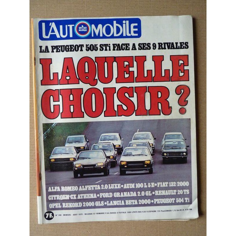 L'Automobile n°398, Toyota Tercel, Alfetta 2000 L, Audi 100 L, CX Athena, Fiat 132 200, Granada GL, Beta 2000, Rekord 2L