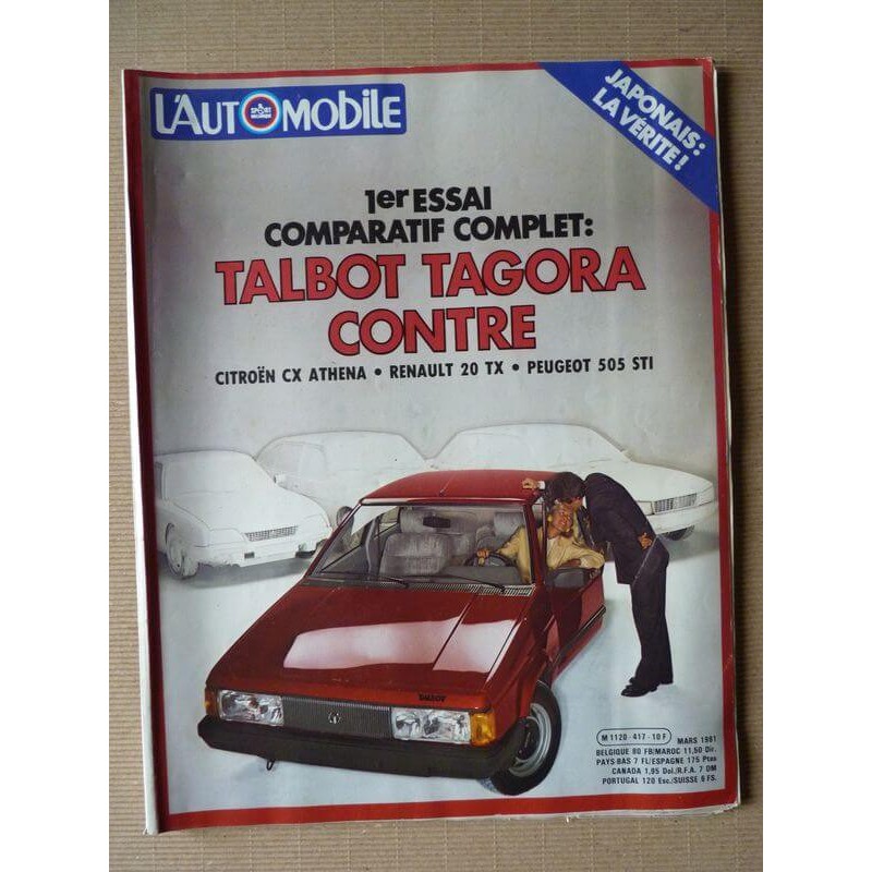 L'Automobile n°417, Audi Quattro, Ernst Kanzler, Talbot Tagora GLS, Citroën CX Athena, Peugeot 505 STI, Renault 20 TX