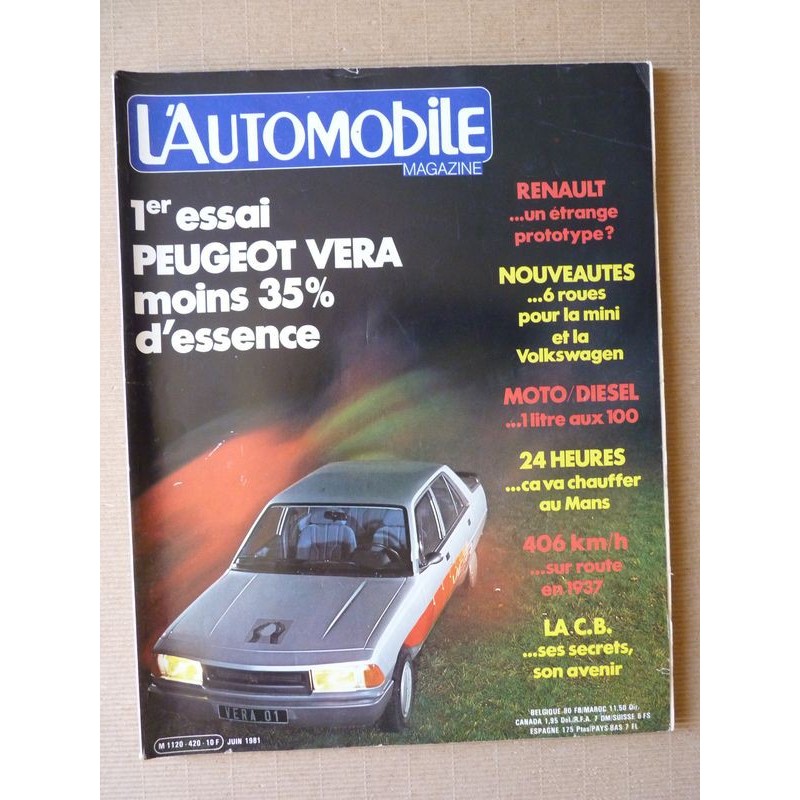 L'Automobile n°420, Ferrari Mondial, Fiat Ritmo S85, Peugeot 305 Vera, Auto-Union, Motobécane Enduro 80