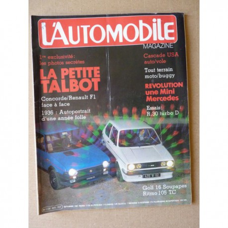 L'Automobile n°423, Volkswagen Golf GTI 16S, Fiat Ritmo 105TC, Renault 30 Diesel Turbo, Renault F1 Concorde, Dingo Buggy
