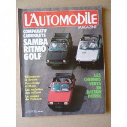 L'Automobile n°432, Datsun Patrol 3.3, Fiat Ritmo S85 cab, Talbot Samba cab, Volkswagen Golf GL cab, Honda CR 125R
