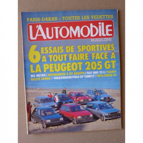 L'Automobile n°451, Autobianchi A112 Abarth, Fiat Uno 70S, MG Metro 1.3, Opel Carsa SR, Peugeot 205 GT, Talbot Samba Rallye